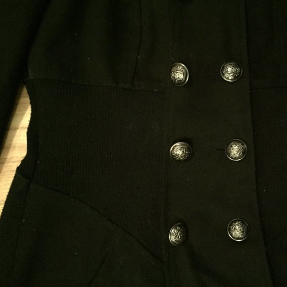 Seductions // Double-Breasted Military Style Wool Blend Coat - Picture 3 of 6